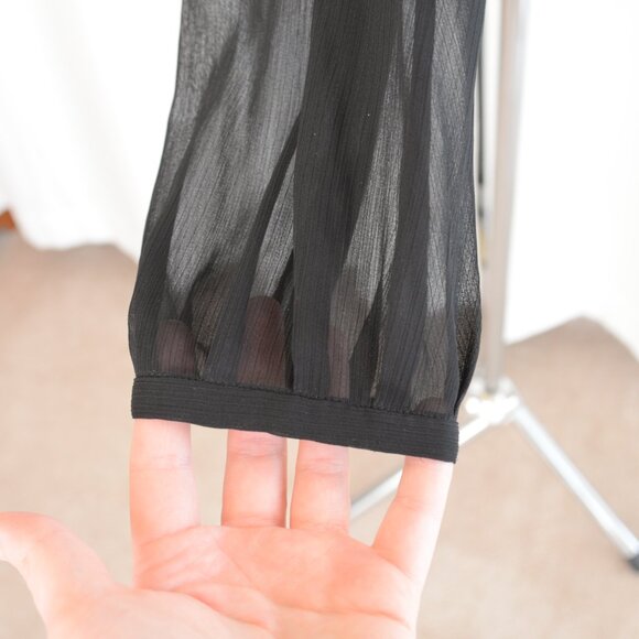 Aritzia Little Moon Black Semi Sheer Blouse Sz M - Picture 6 of 7